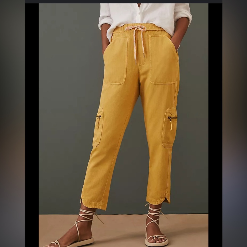 Anthropologie Pilcro L Cottage Mustard Twill Pants Utility Joggers